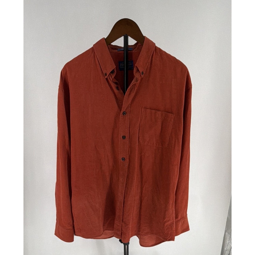 Pendleton Wayne Shirt Men's L Orange Rust  Corduroy Long Sleeve Button-Down
